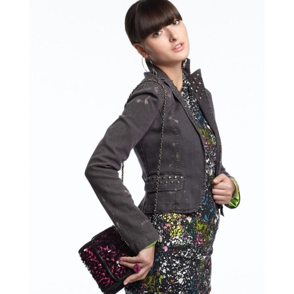 RACHEL Rachel Roy Charcoal Studded Blazer